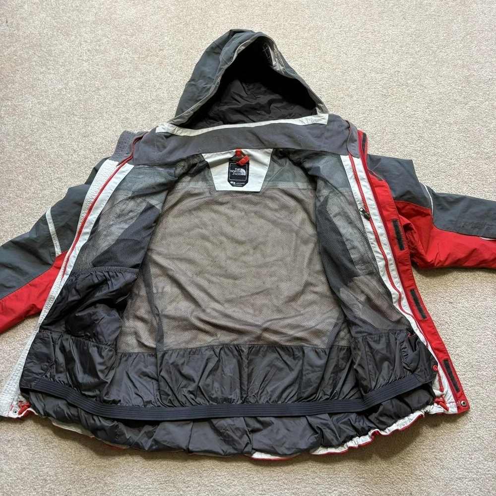 The North Face Jacket Mens Large‎ Red Gray Hooded Ski Snow Waterproof A7ML